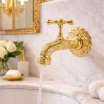 Antique Brass Wall Mount Faucet – Engraved Moroccan Tap