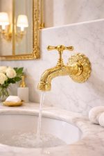 Antique Brass Wall Mount Faucet – Engraved Moroccan Tap
