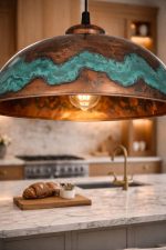Handgefertigte Gealterte Kupfer Dome Pendelleuchte – Vintage Patina, Kücheninsel & Esstisch – Bild 3