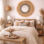 Marokkanischer Raffia-Kordel-Rundspiegel – handgeflochtene Artisan-Deko