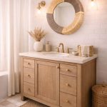 Marokkanischer Raffia-Kordel-Spiegel – runder handgeflochtener Wandspiegel