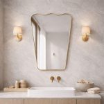 Antiker Messing-Wandspiegel mit geschwungener Form – handgefertigtes Design – Bild 3