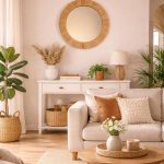 Marokkanischer Raffia-Spiegel – runder handgeflochtener Wandspiegel