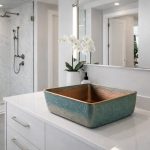 Türkise Patina Quadratische Kupfer Aufsatzschale – Gehämmerte Waschbecken-Basin