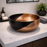 Schwarz-Kupfer Gehämmerte Aufsatzschale – Moderne Runde Waschbecken-Schüssel