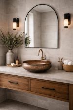 Antikes Kupfer Rundes Aufsatzwaschbecken – Rustikale Patina Waschschale – Bild 2