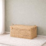 Handgeflochtene Palmblatt Aufbewahrungstruhe – Boho Aufbewahrungsbox – Bild 2