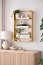 Wandregal aus Messing fürs Bad – Goldenes Floating Regal mit Stauraum – Bild 3