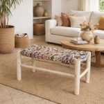 Marokkanische Bank mit Boucherouite-Seil – handgefertigte bunte Boho-Bank