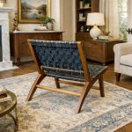 Marokkanischer Nussbaum-Sessel mit schwarzem Leder – handgefertigter Relax-Lounge-Chair – Bild 2