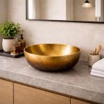 Handgefertigtes Gehämmerte Kupfer Aufsatzwaschbecken – Runde Waschschale aus Massivkupfer