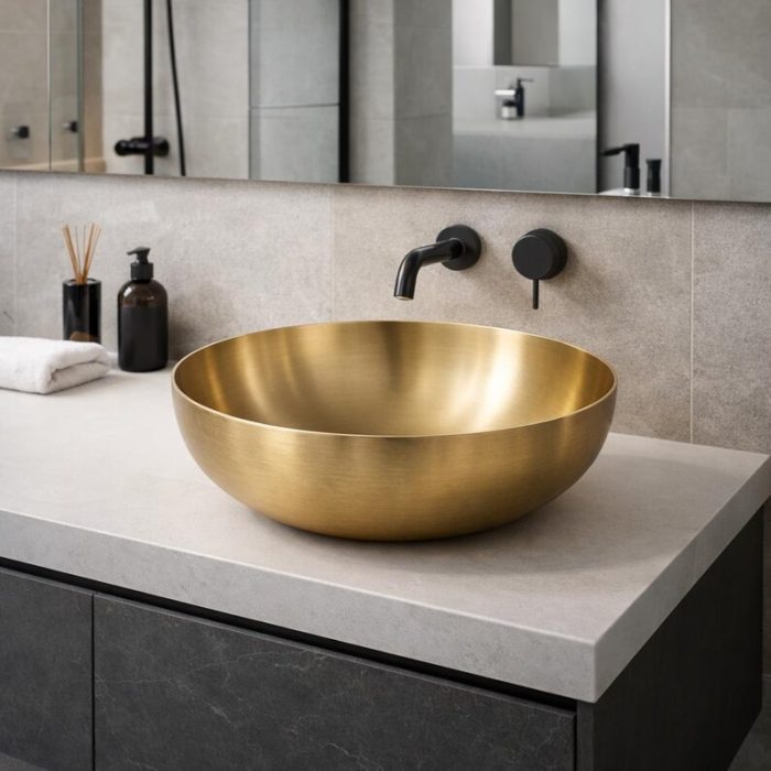 Handgefertigtes Antik-Kupfer Aufsatzwaschbecken – Oxidiertes Schwarz & Kupfer Patina – Bild 3