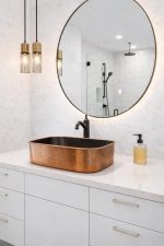 Rechteckiges Gehämmerte Kupfer Aufsatzwaschbecken – Modernes Countertop-Becken – Bild 2