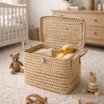 Kleine geflochtene Aufbewahrungstruhe 30 cm – Spielzeugkiste & Organizer