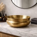 Gebürstetes Messing Rundes Aufsatzwaschbecken – Moderne Matte Gold Waschschale