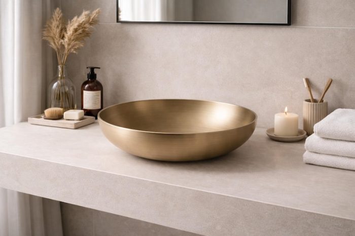 Handgefertigtes Antik-Kupfer Aufsatzwaschbecken – Oxidiertes Schwarz & Polierte Kupferpatina – Bild 3