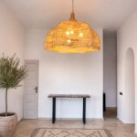Sculptural Raffia Pendant Light – Handmade Moroccan Wavy Ceiling Lamp