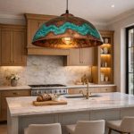 Handgefertigte Gealterte Kupfer Dome Pendelleuchte – Vintage Patina, Kücheninsel & Esstisch