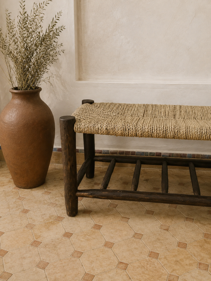 Black wooden bench with integrated storage handcrafted from solid eucalyptus wood