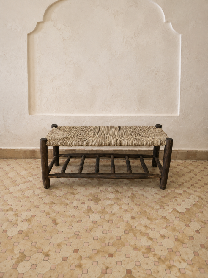 Black wooden bench with integrated storage handcrafted from solid eucalyptus wood