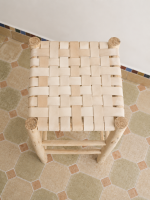 Natural Leather Bar Stool handcrafted from solid wood with a genuine natural leather seat
