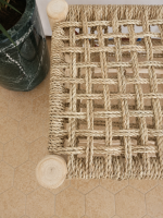 Woven Palm Leaf Bar Chair handcrafted from solid wood with a natural handwoven palm leaf seat