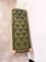 Handmade Green Cord Bench handcrafted from solid eucalyptus wood with a handwoven green cord seat