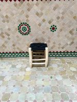 Small Black Rope Stool handcrafted from solid wood with a handwoven black rope seat