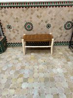 Caramel Brown Cord Bench handcrafted from solid eucalyptus wood with a handwoven caramel brown cord seat