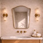 Handmade Curved Brass Bathroom Mirror with Moroccan brass frame