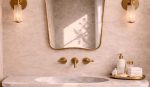 Handmade Curved Brass Bathroom Mirror with Moroccan brass frame