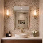Triple Curve Brass Mirror with sculpted edges and slim handcrafted brass frame