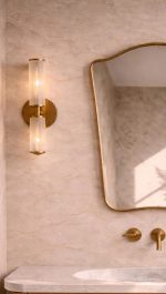 Handmade Curved Brass Bathroom Mirror with Moroccan brass frame