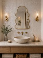 Wavy Arch Brass Mirror handmade Moroccan brass frame