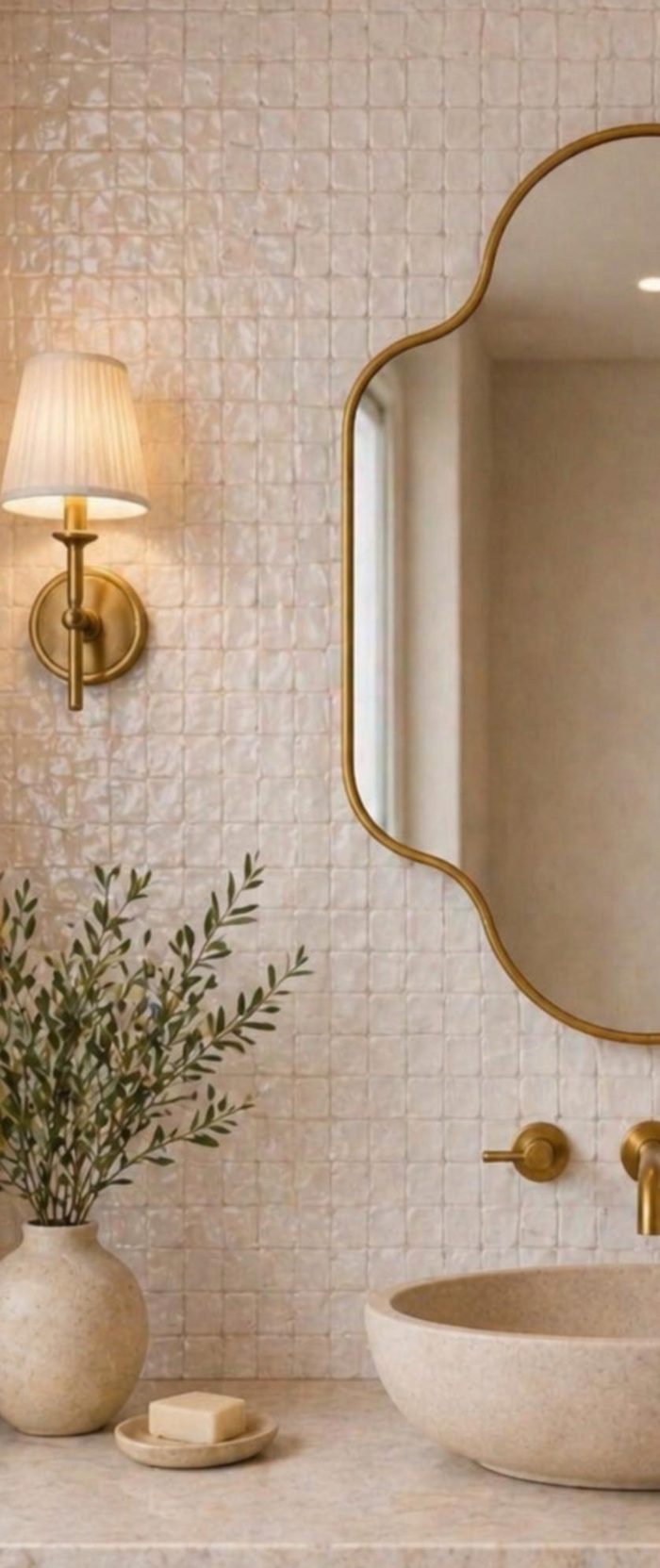Moroccan Arch Brass Mirror with handmade brass frame