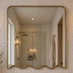 Wavy Bottom Brass Mirror with handmade Moroccan brass frame and decorative scalloped lower edge