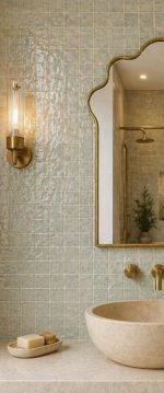 Moroccan Scalloped Arch Brass Mirror handcrafted with a solid brass frame for luxury bathroom wall décor