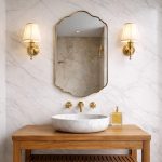 Handmade Moroccan Brass Scalloped Mirror with decorative curved brass frame