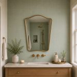 Handmade Curved Brass Bathroom Mirror with Moroccan brass frame