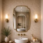 Scalloped Brass Wall Mirror with curved solid brass frame handmade in Morocco