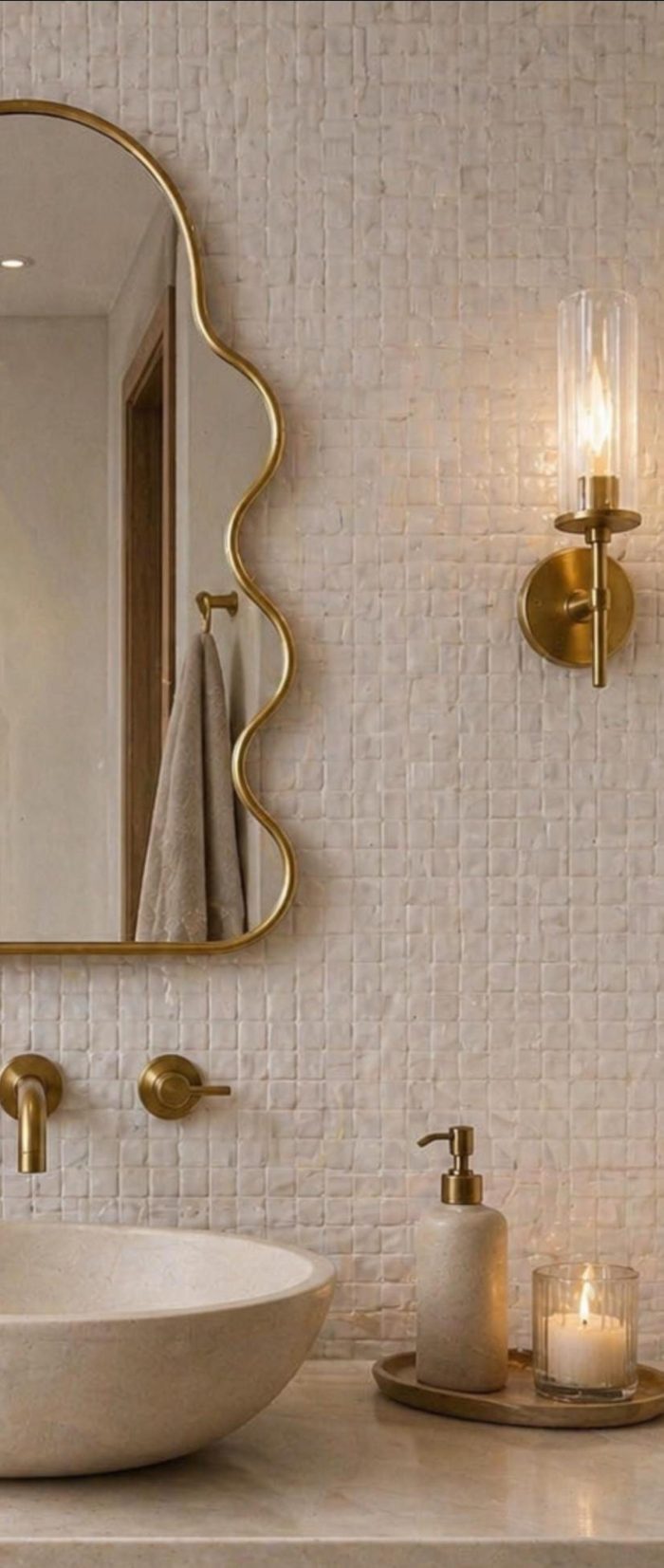 Wavy Arch Brass Mirror handmade Moroccan brass frame