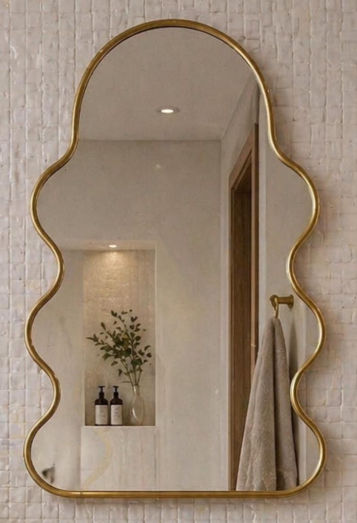 Wavy Arch Brass Mirror handmade Moroccan brass frame