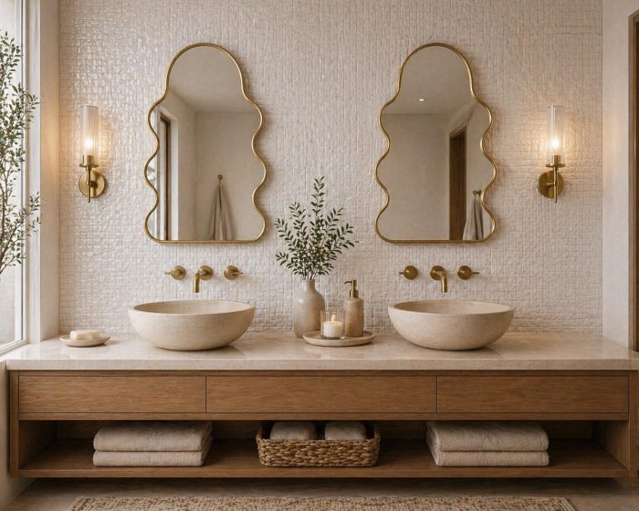 Wavy Arch Brass Mirror handmade Moroccan brass frame