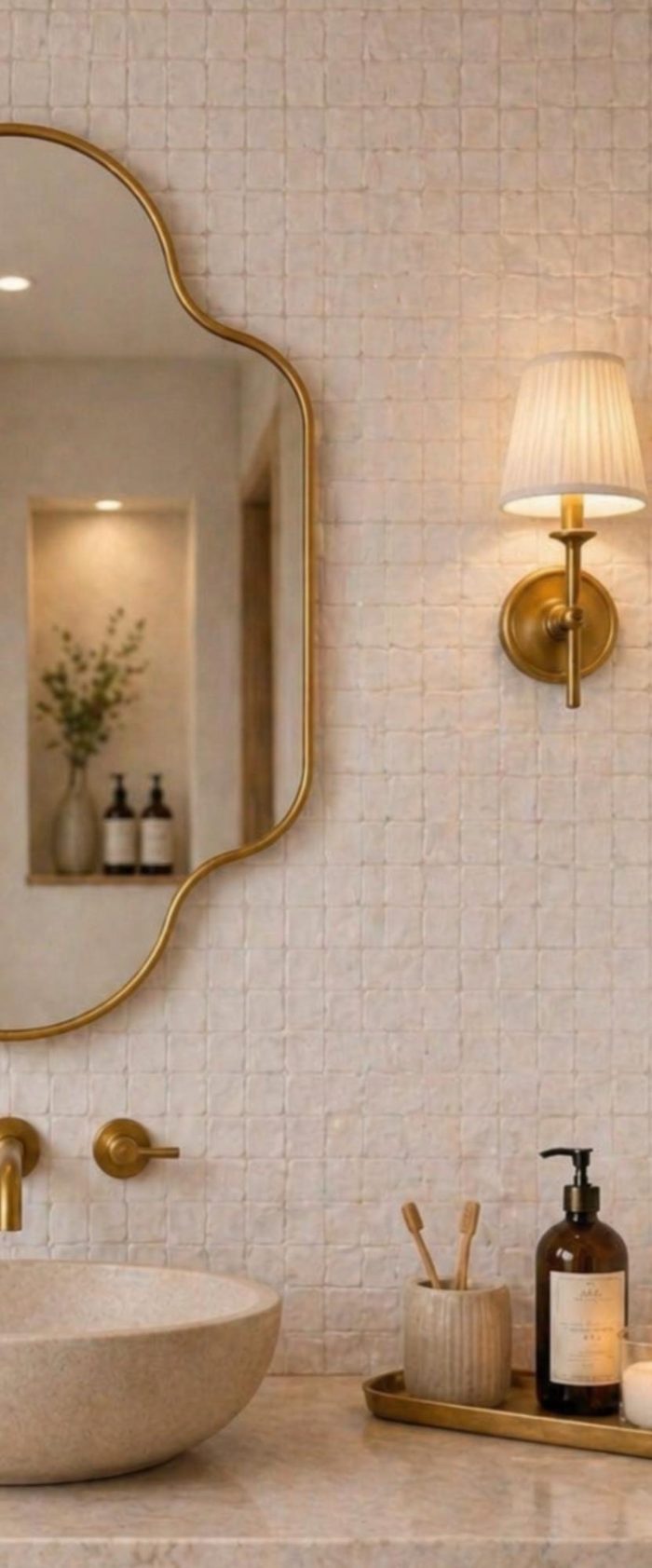 Moroccan Arch Brass Mirror with handmade brass frame