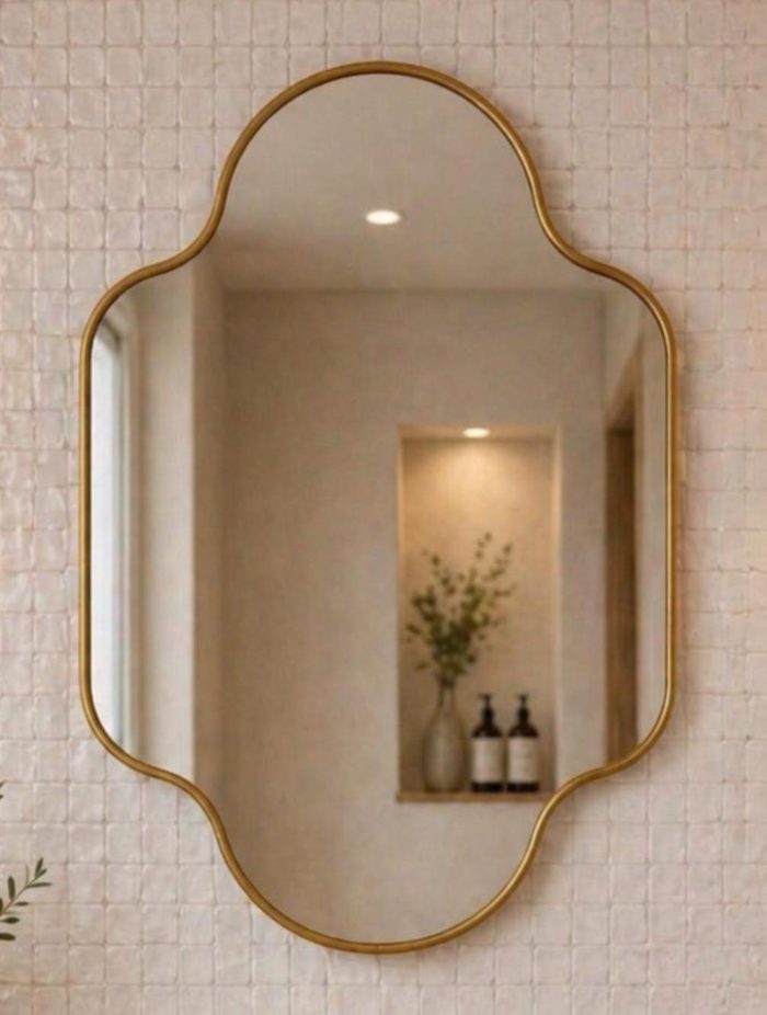 Moroccan Arch Brass Mirror with handmade brass frame