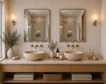 Wavy Bottom Brass Mirror with handmade Moroccan brass frame and decorative scalloped lower edge