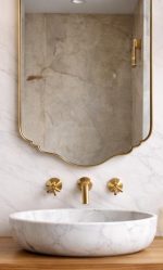Handmade Moroccan Brass Scalloped Mirror with decorative curved brass frame